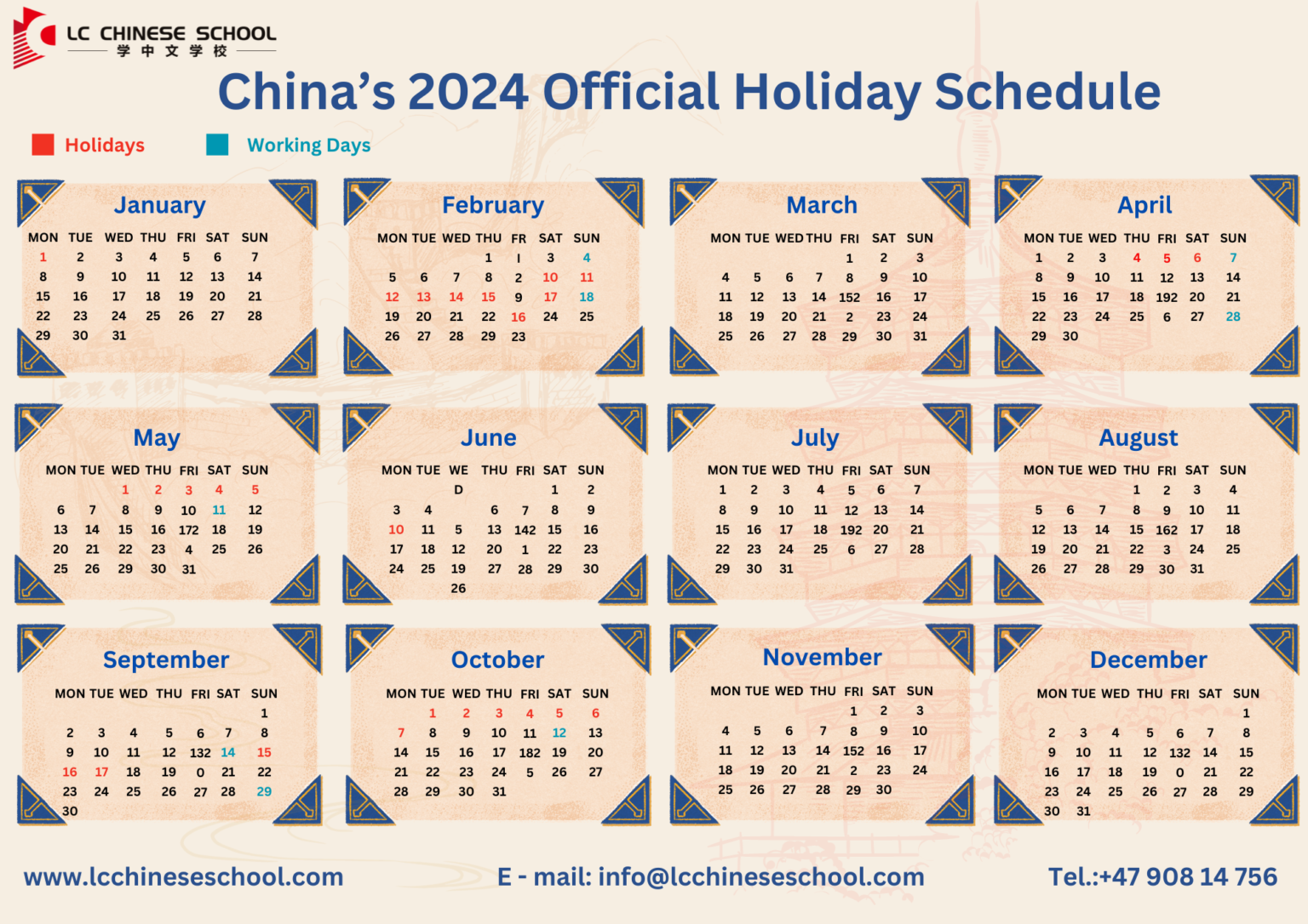 China’s 2024 Official Holiday Schedule 2024